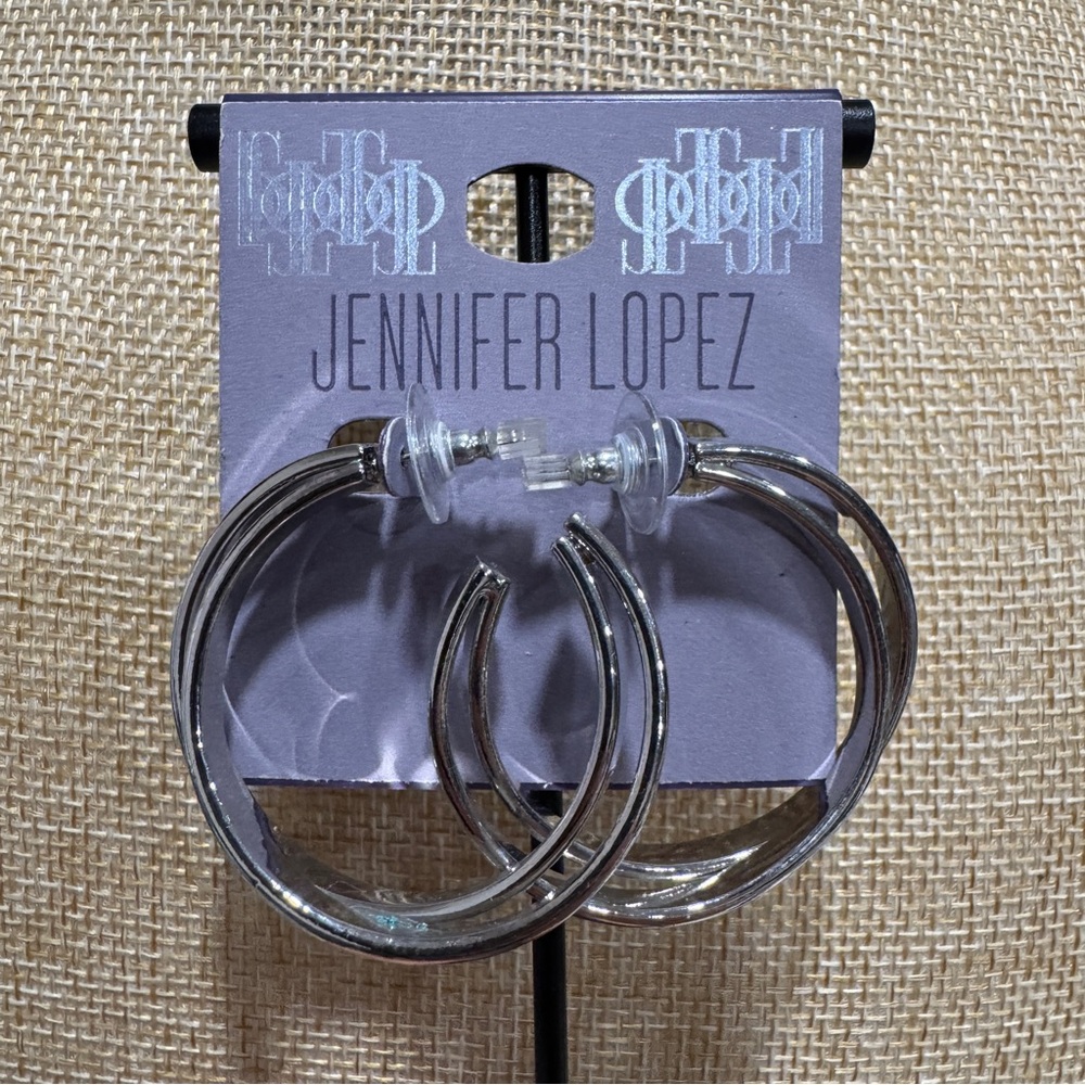 Jennifer Lopez Silver Earrings Large Hoop Style